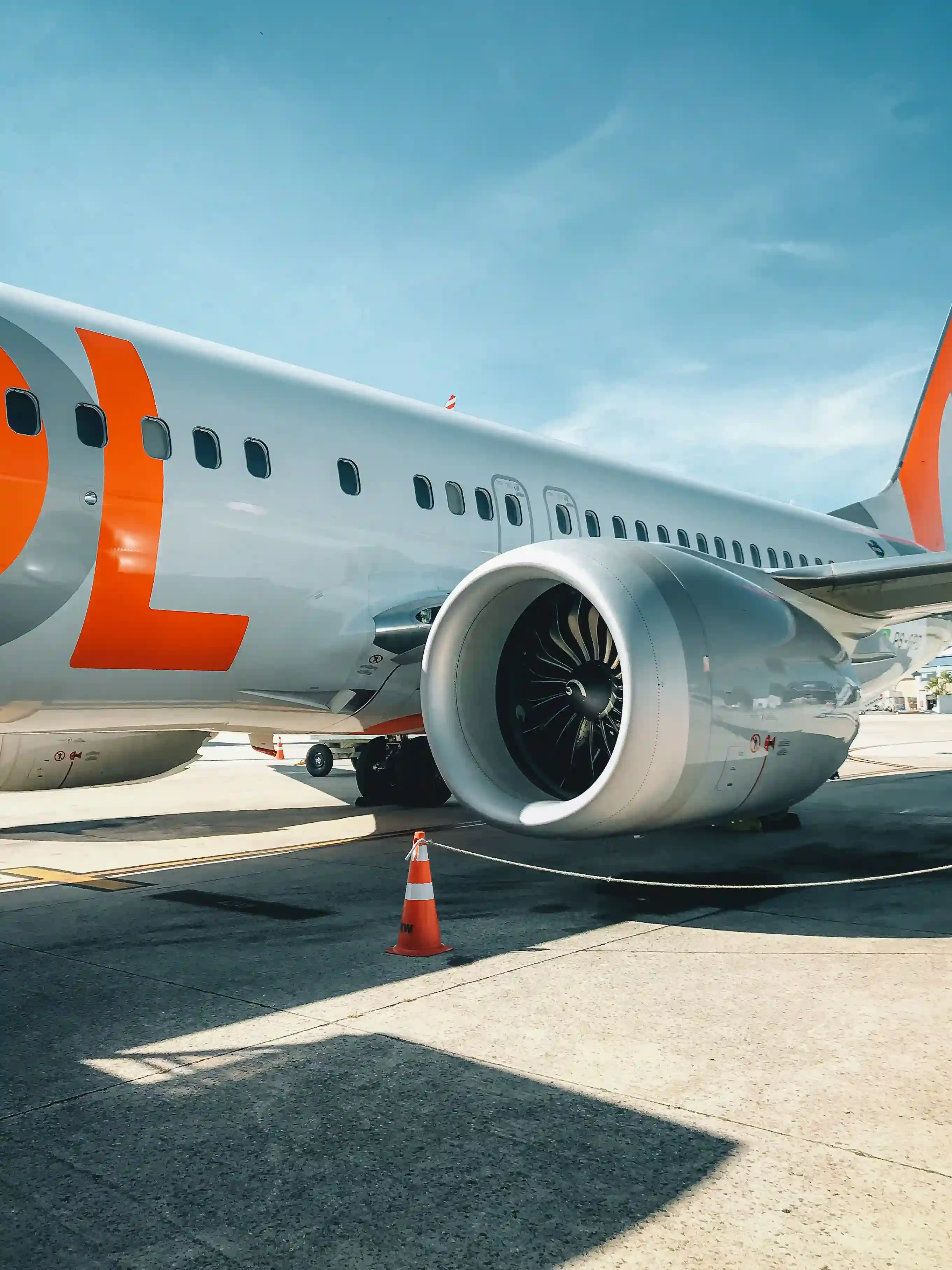 Airliner wing and engine on the ramp before a Caribbean departure