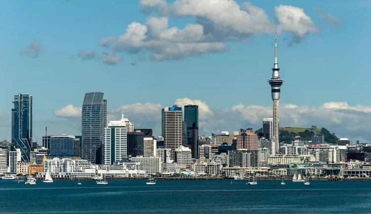 Auckland skyline and Sky Tower, New Zealand