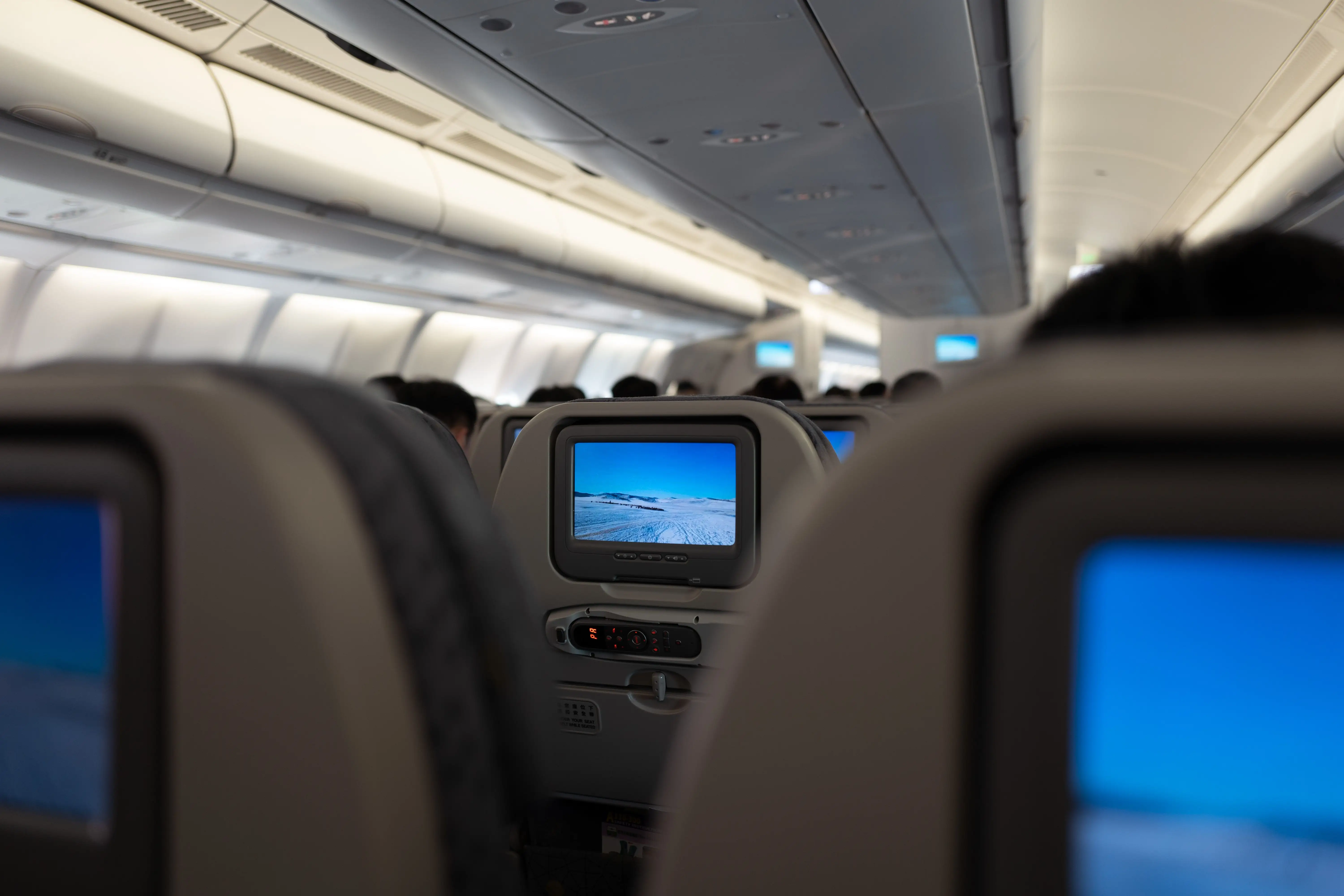 Empty airliner cabin before pre-embarkation disinsection by a nationwide disinsection provider