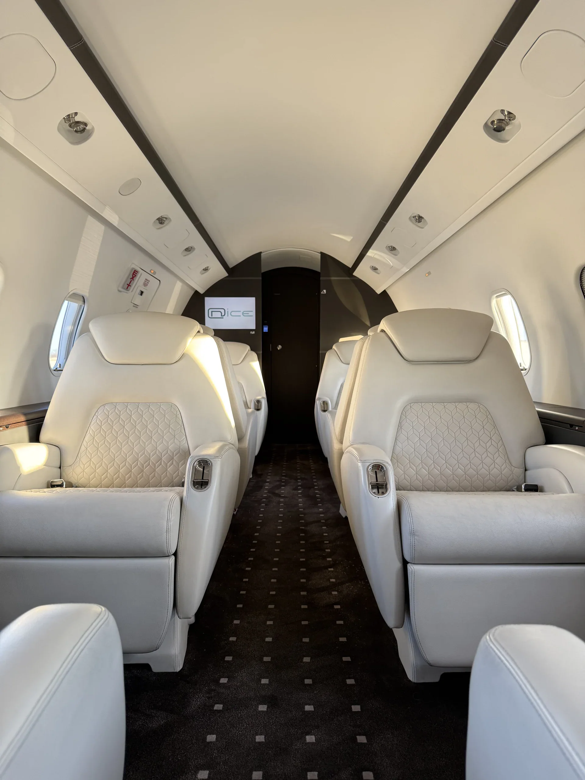 Business jet cabin, empty before boarding, ready for pre-embarkation aircraft disinsection at HND in Henderson, Nevada