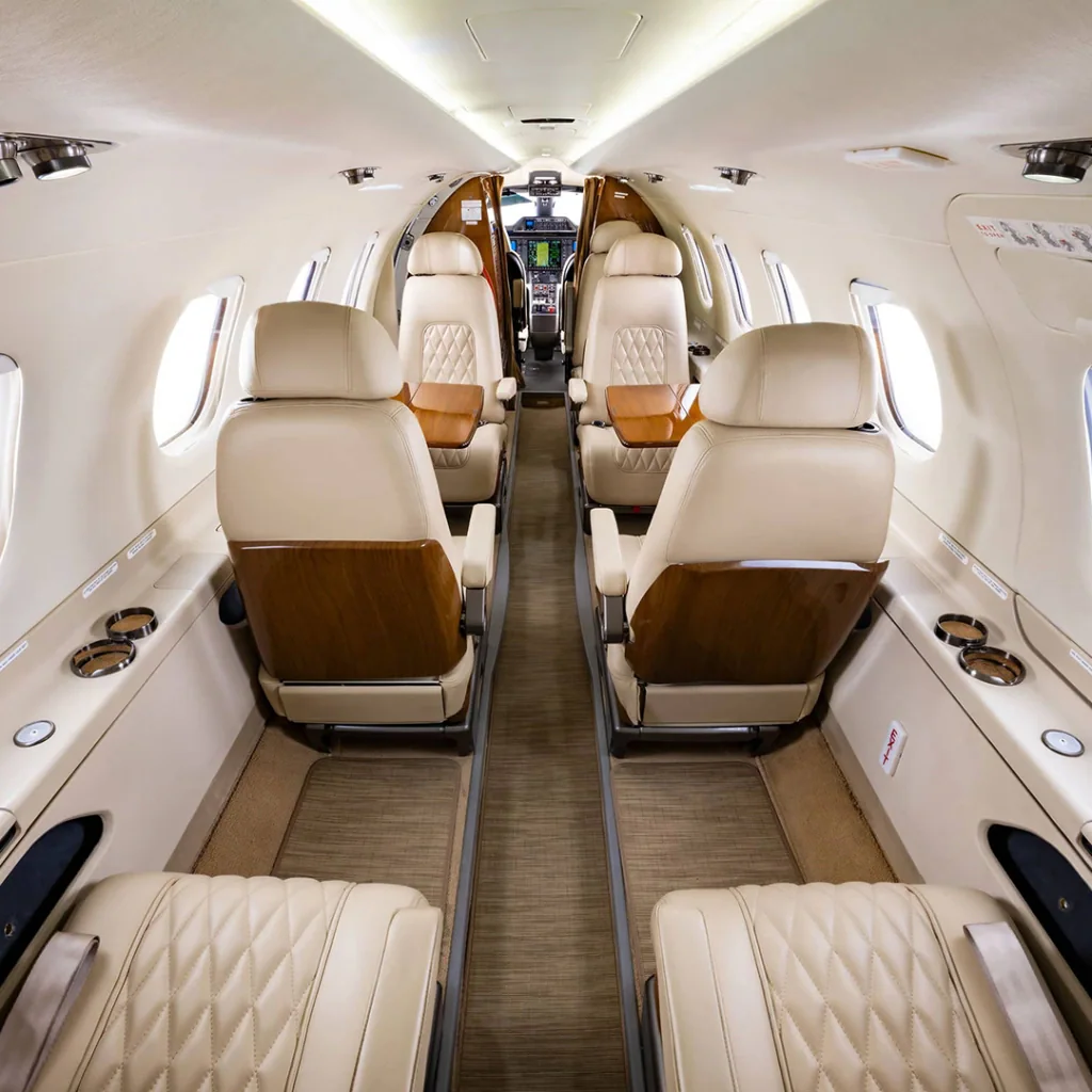 Light jet cabin, empty before boarding