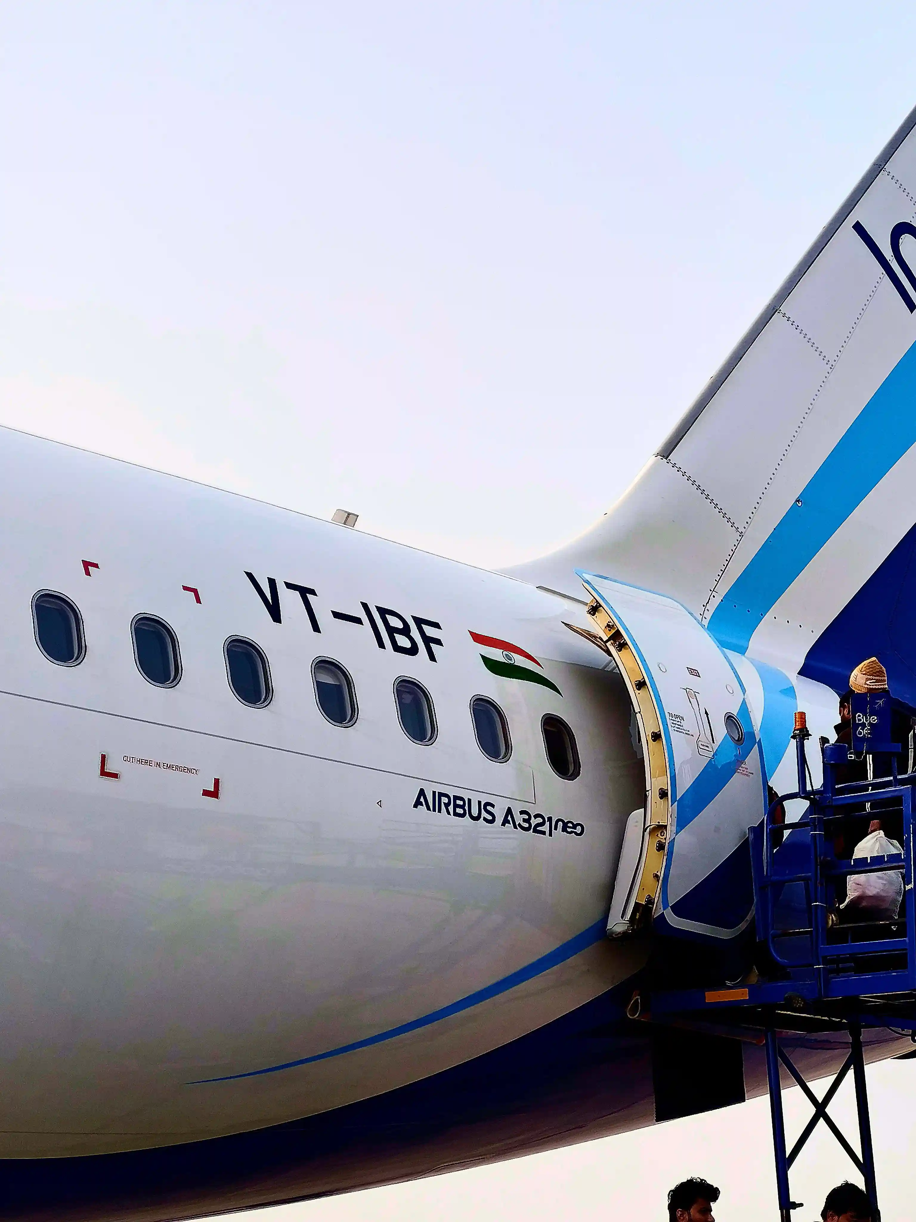 Airliner boarding on the ramp in India, a destination that requires aircraft disinsection