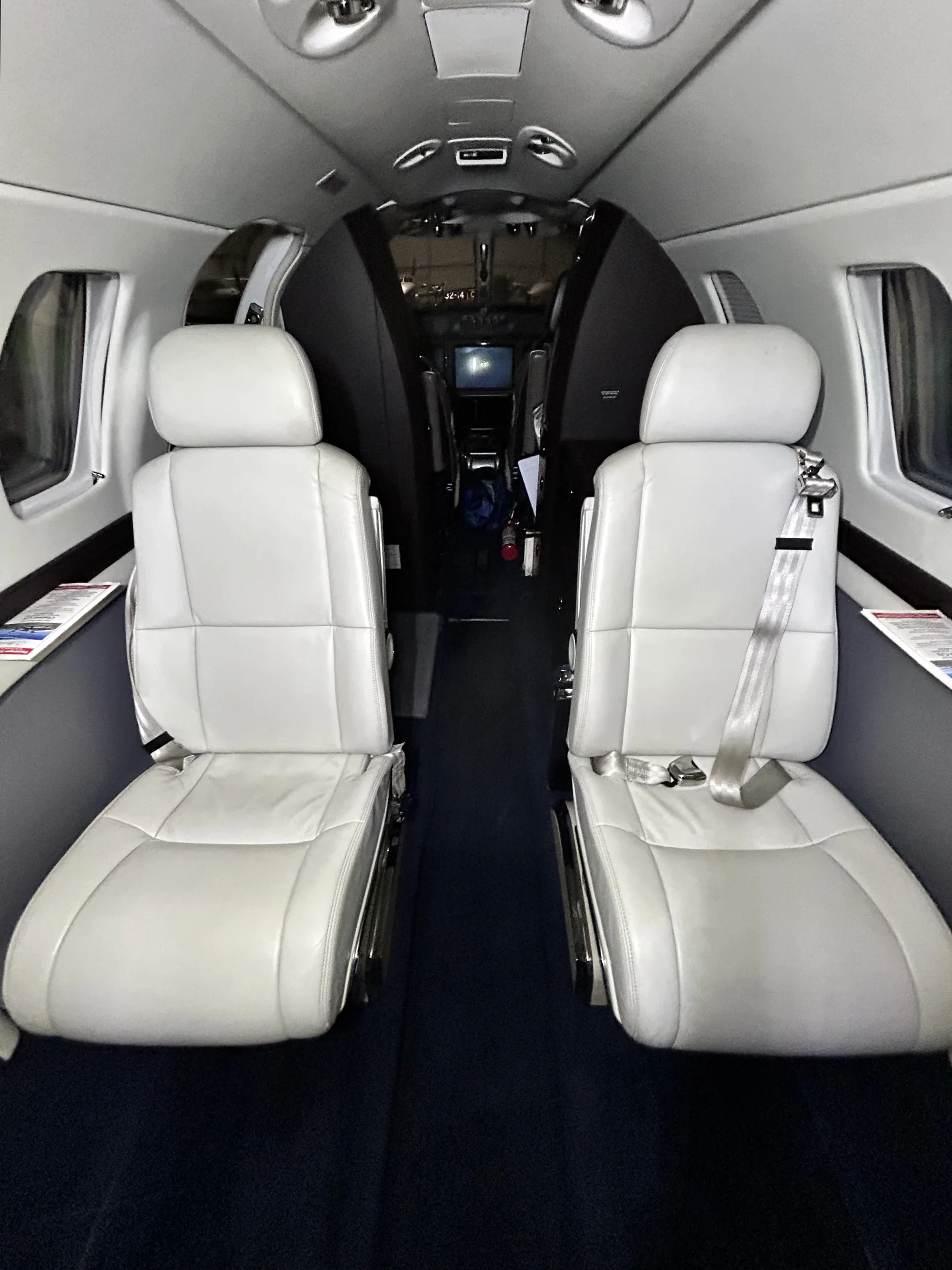 Business jet cabin ready for departure