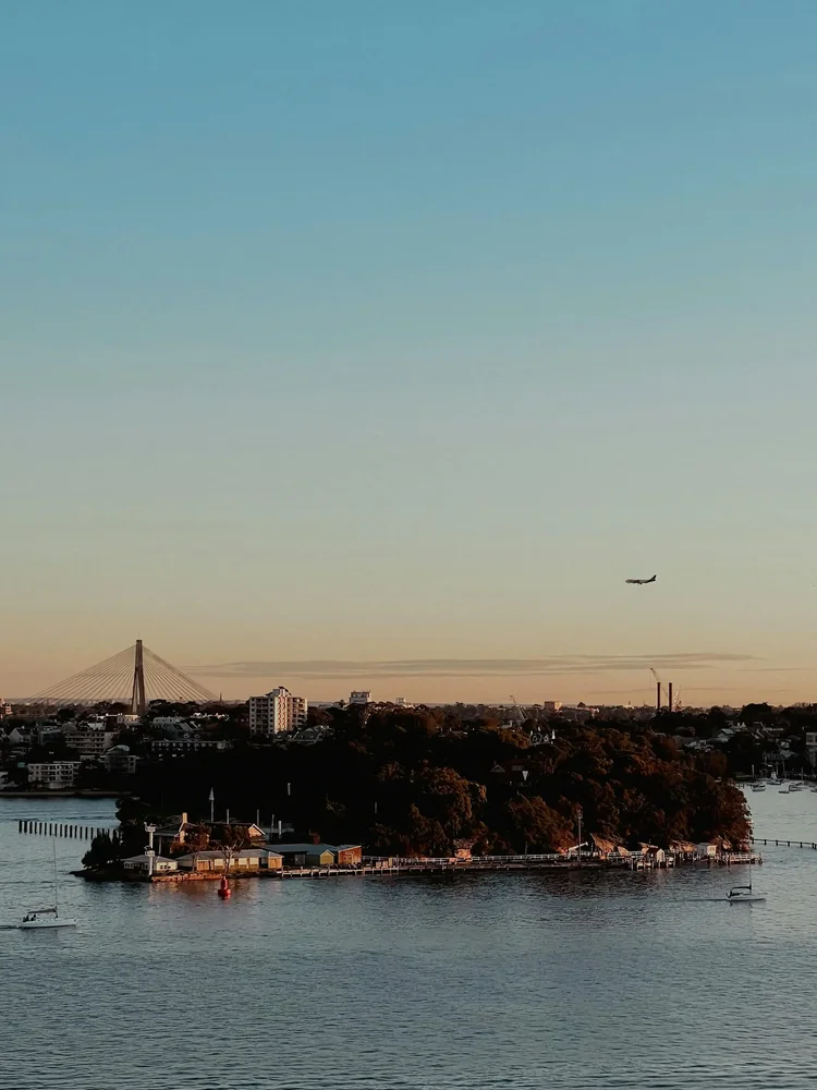 Aircraft on approach over Sydney Harbour, Australia, where arriving aircraft must be disinsected